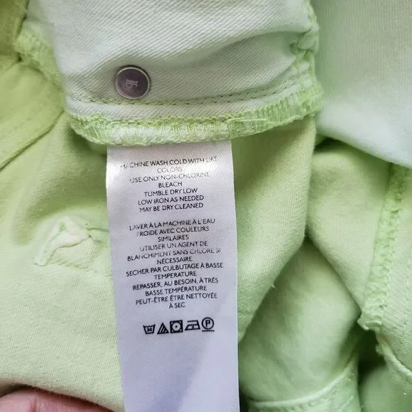 Pilcro The Yaya Mid-Rise Cropped Flare Jeans in Soft Aloe Green Women's Size 32